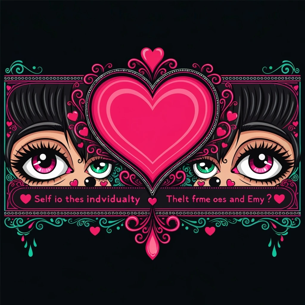emo banner with a heart accent, cute, expressive emoji