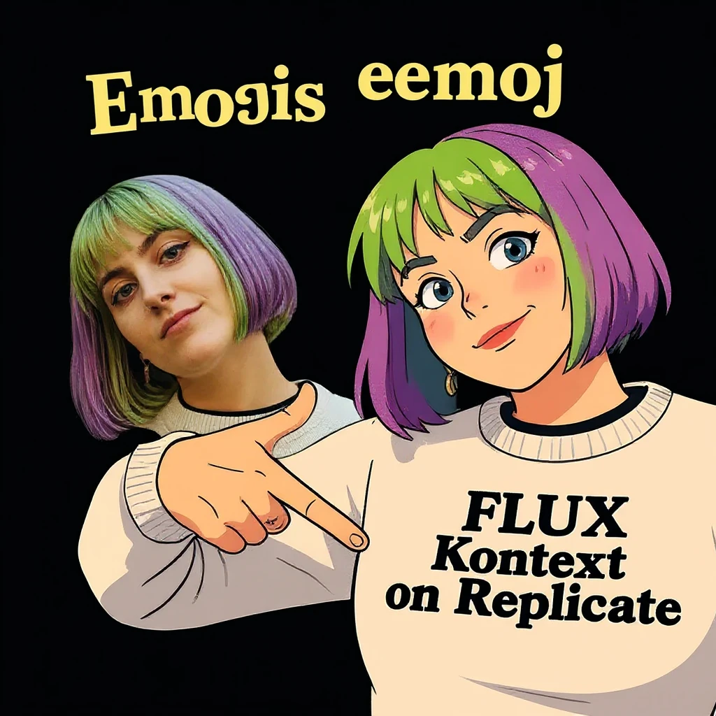 replace replicate to "emojis" and make the background black  emoji