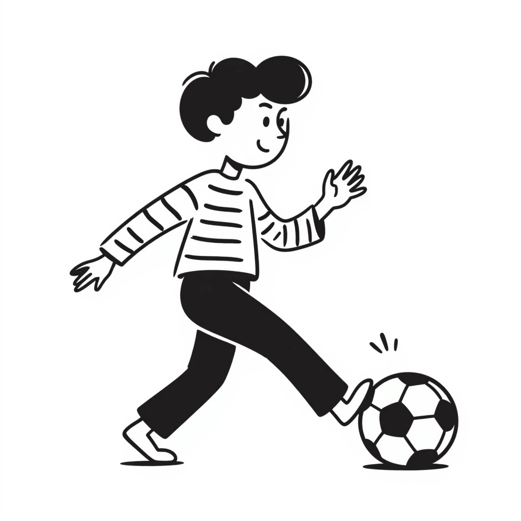 boy playing football, hand drawn doodle style emoji