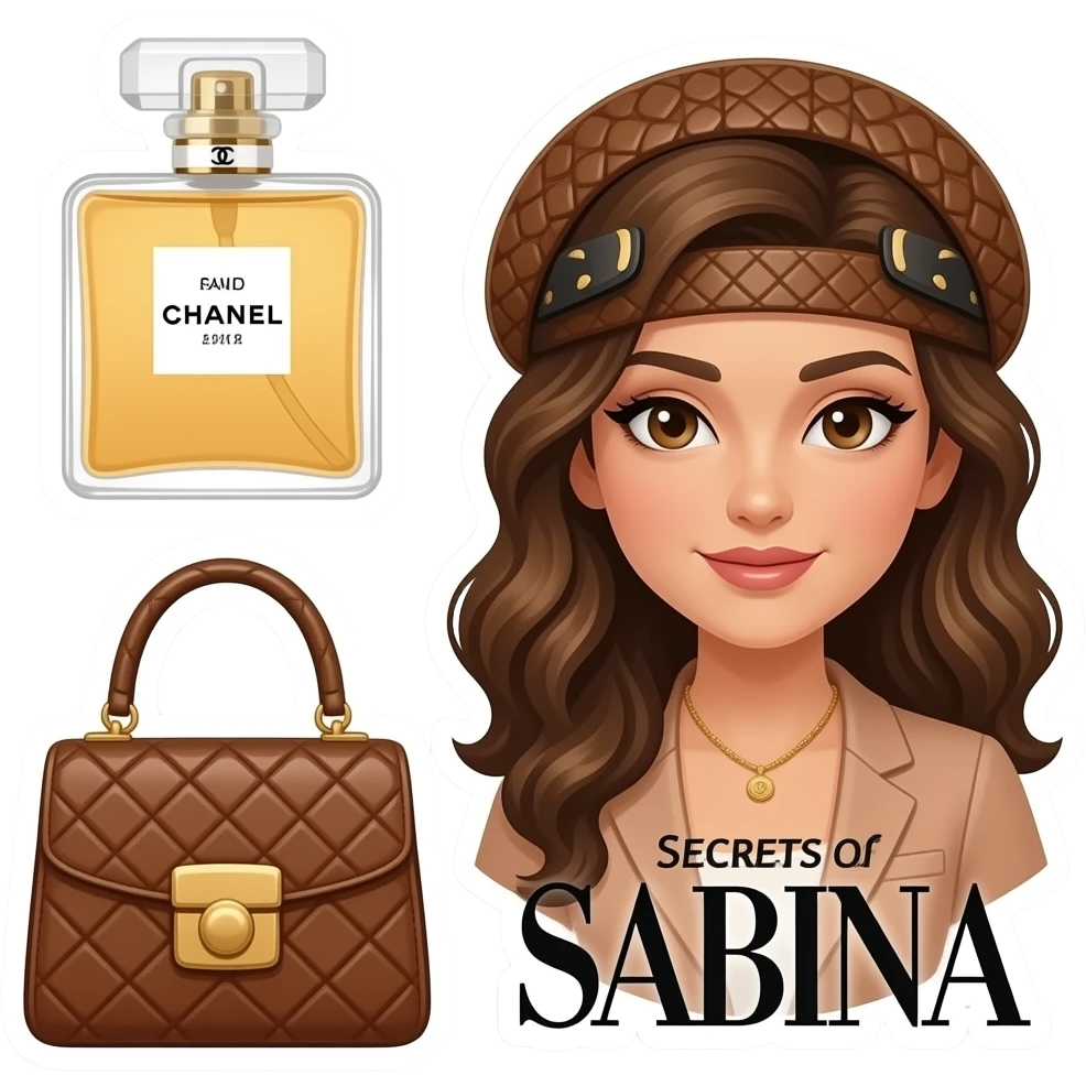 сделай стикер пак связанные с модой: в коричневых цветам добавь баленсьягу шанель и прикольное что то с модой, плюс журнал секреты сабрины emoji