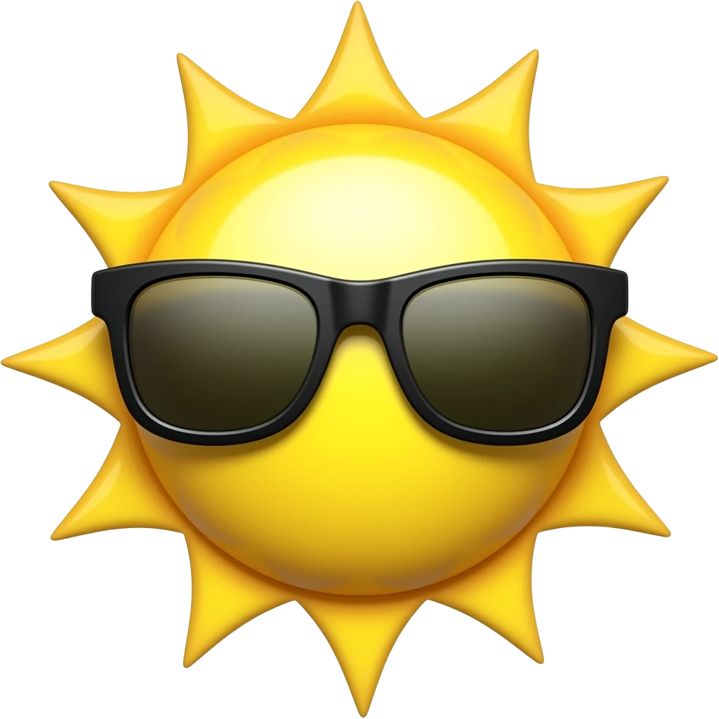 Bright yellow Sun wearing sunglasses emoji