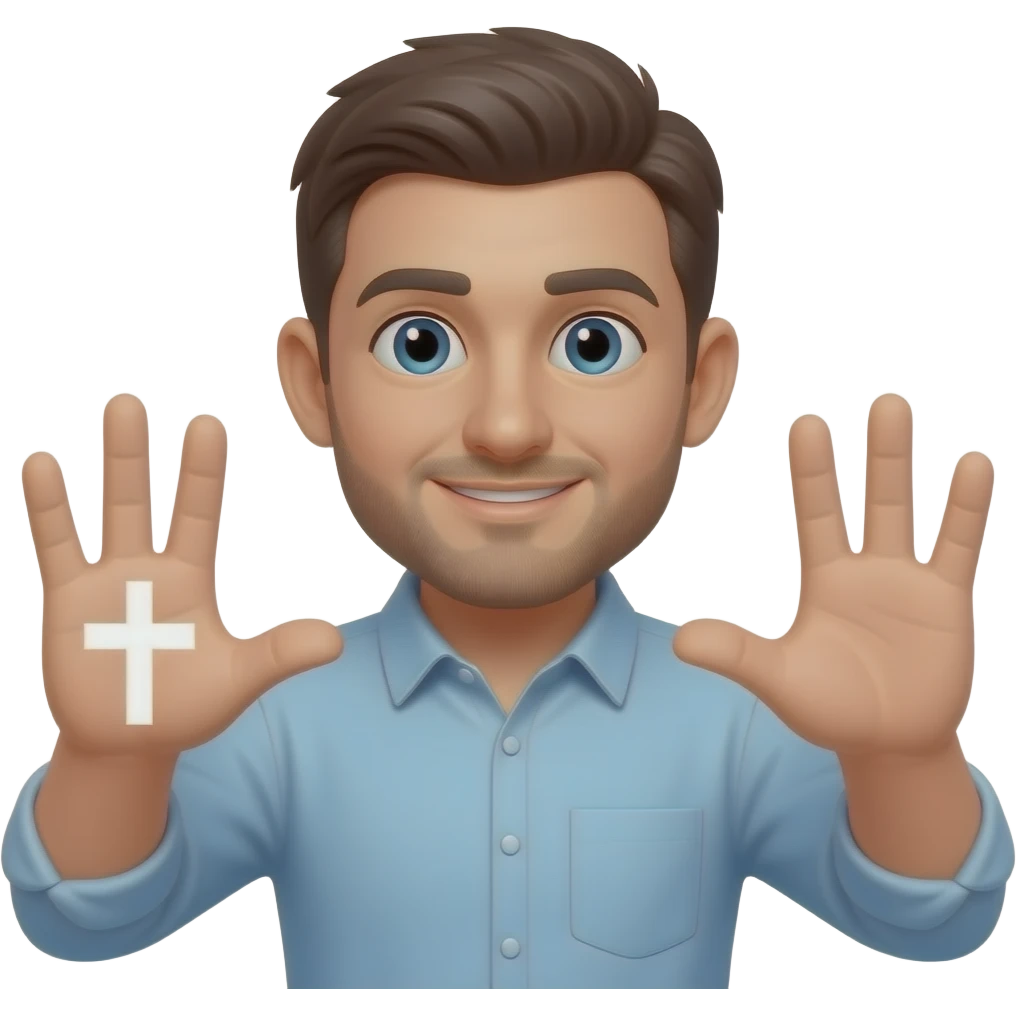 men shows cross made by hands emoji