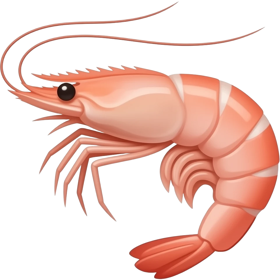 Pink color 2D render iPhone emoji png of a detailed pinky pink pink pink  shrimp emoji