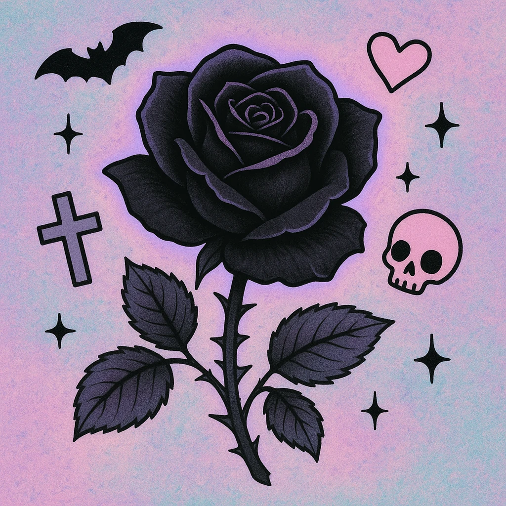 pastel goth black rose emoji