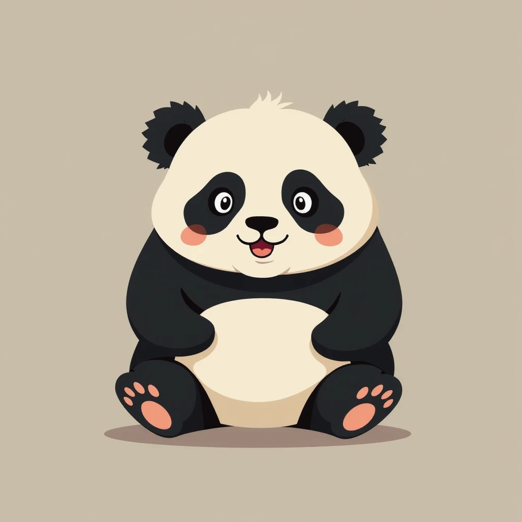 Flat design style panda emoji