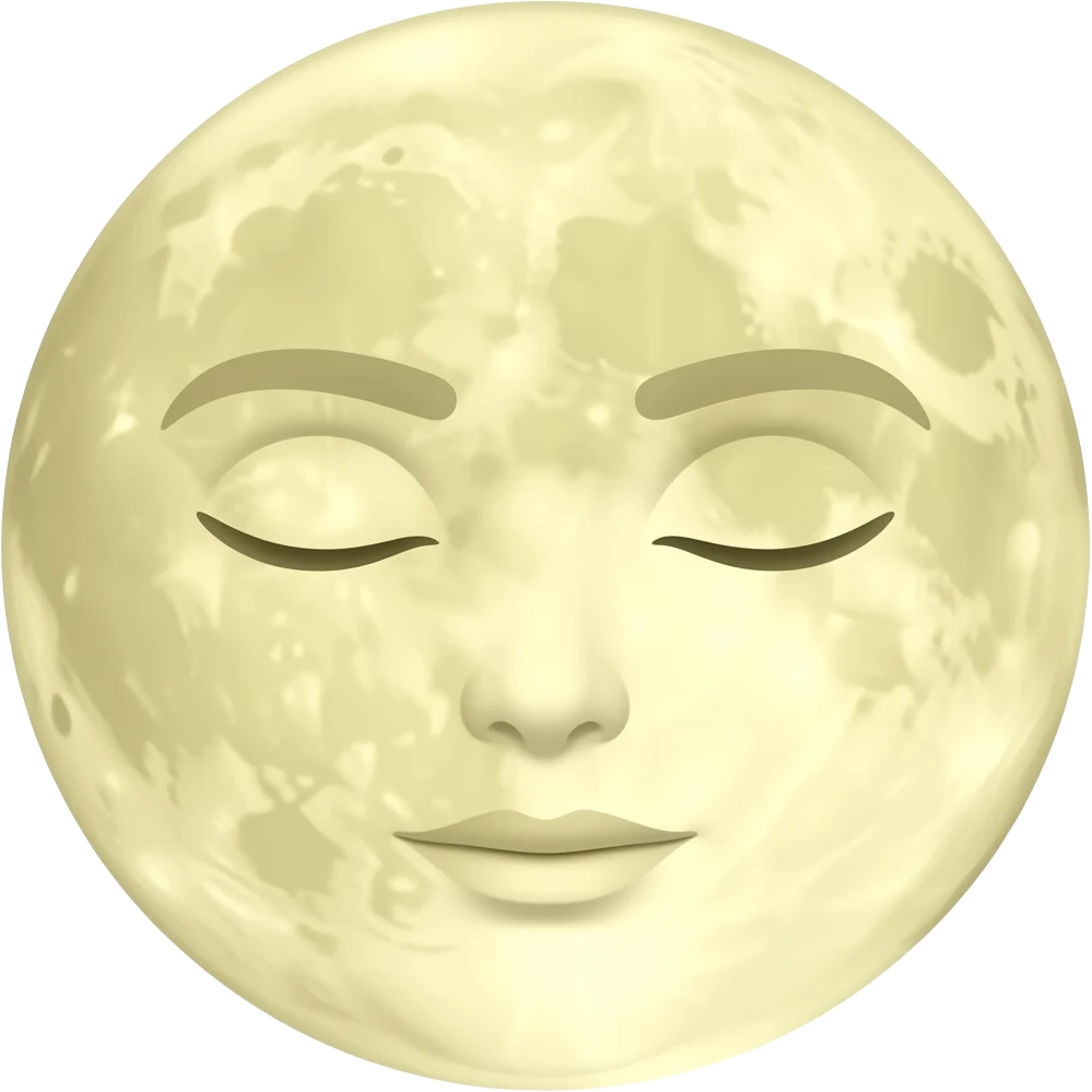 moon emoji with a FEMALE FACE. Offwhite yellow emoji