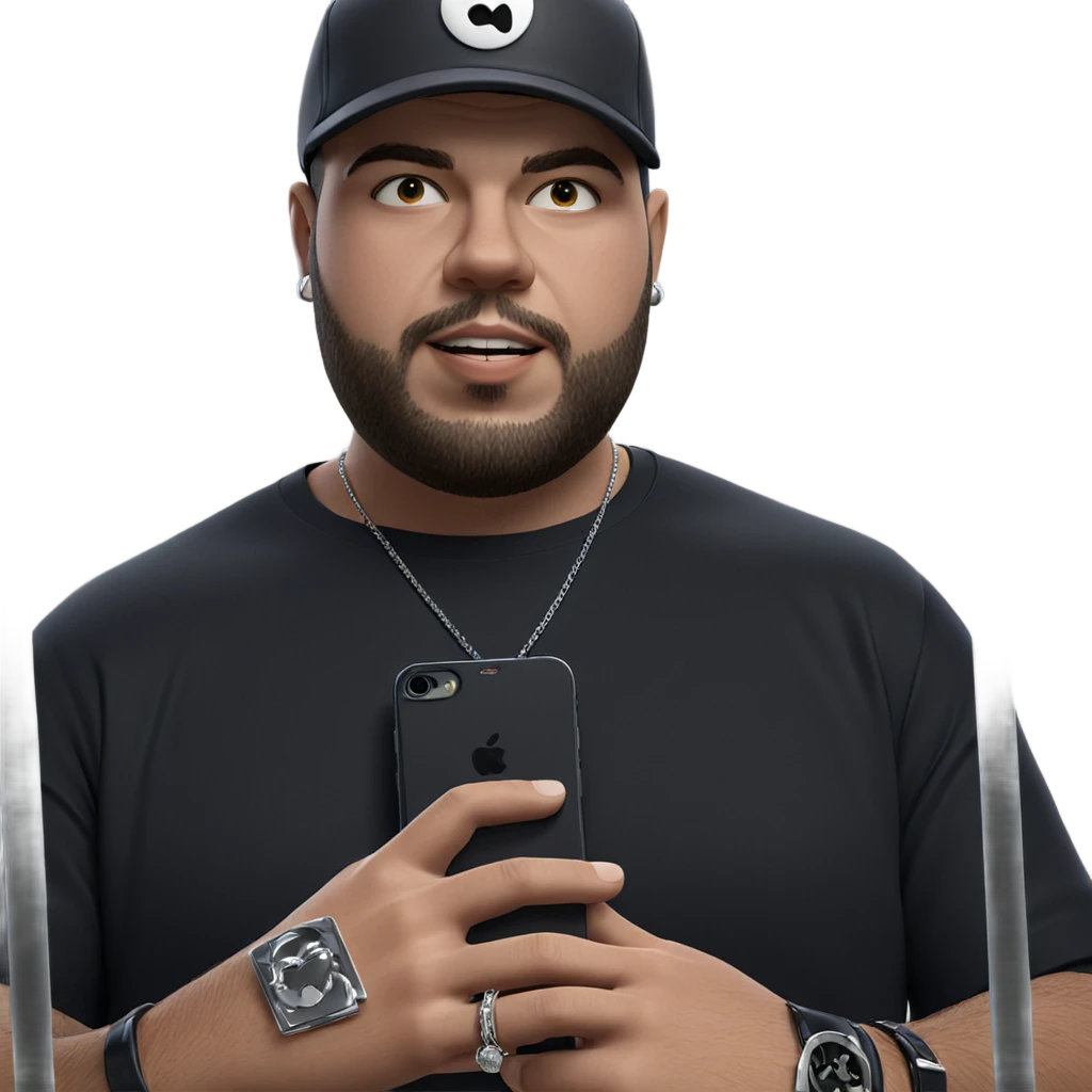 casual guy with phone jewelry emoji