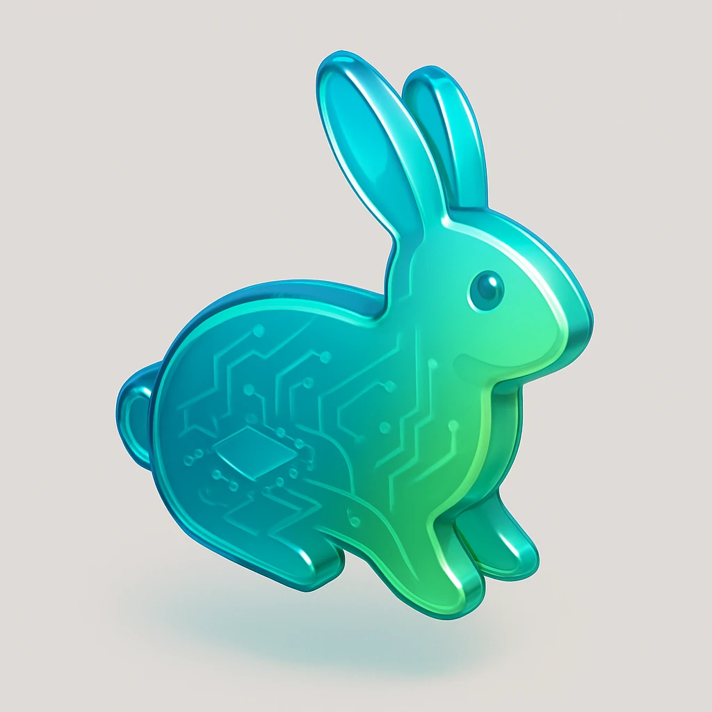 Windows Vista-style icon of a rabbit, using smooth gradients, glassy effects, touch of blue and green, clean professional slightly three-dimensional style matching Vista icon aesthetic emoji