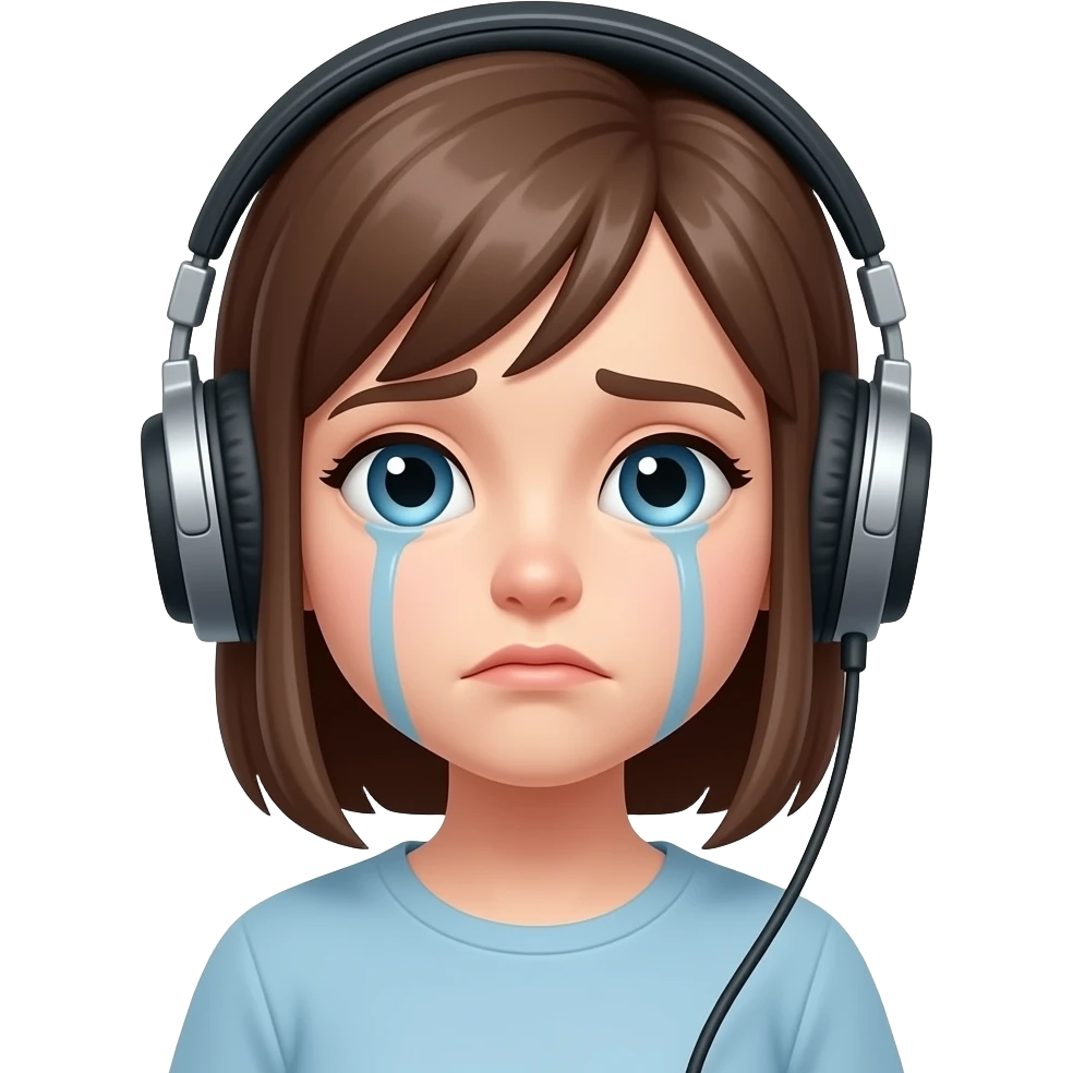 sad girl with headphones emoji