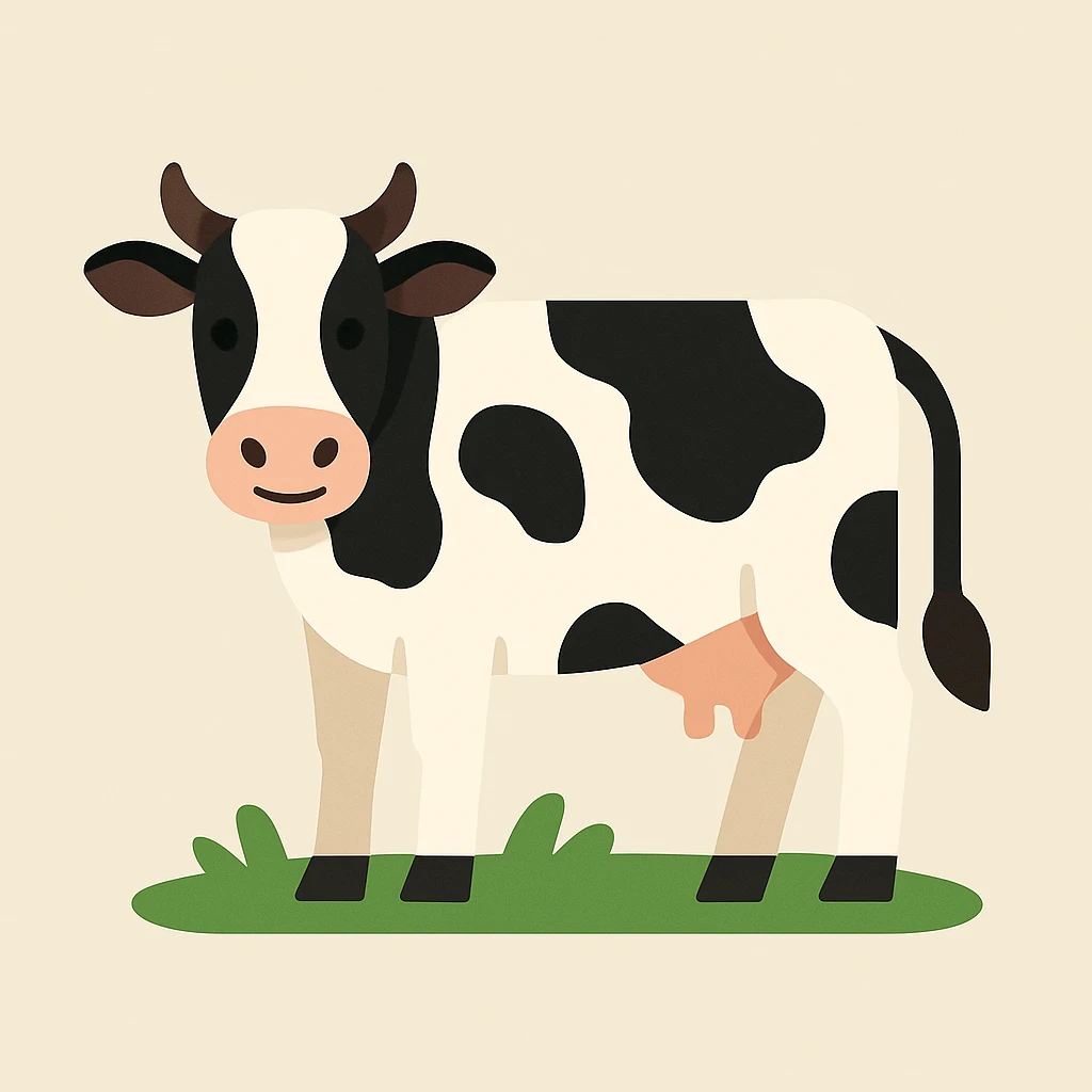 Flat design style cow emoji