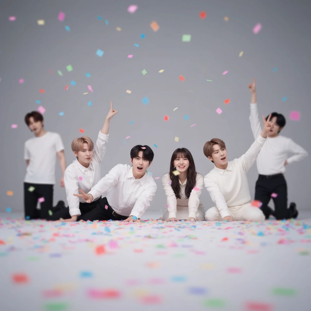kpop confetti, cute, expressive, minimal emoji