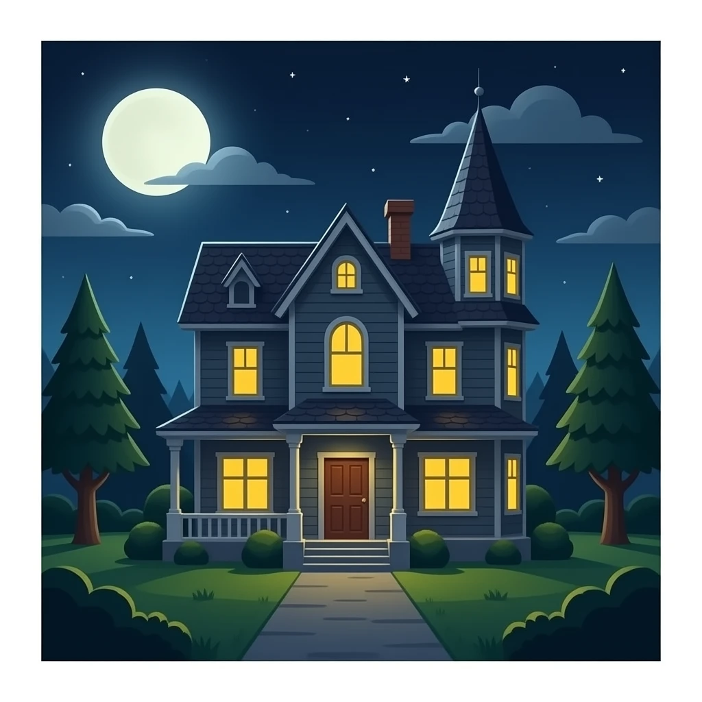 super duper gand faring scary house emoji