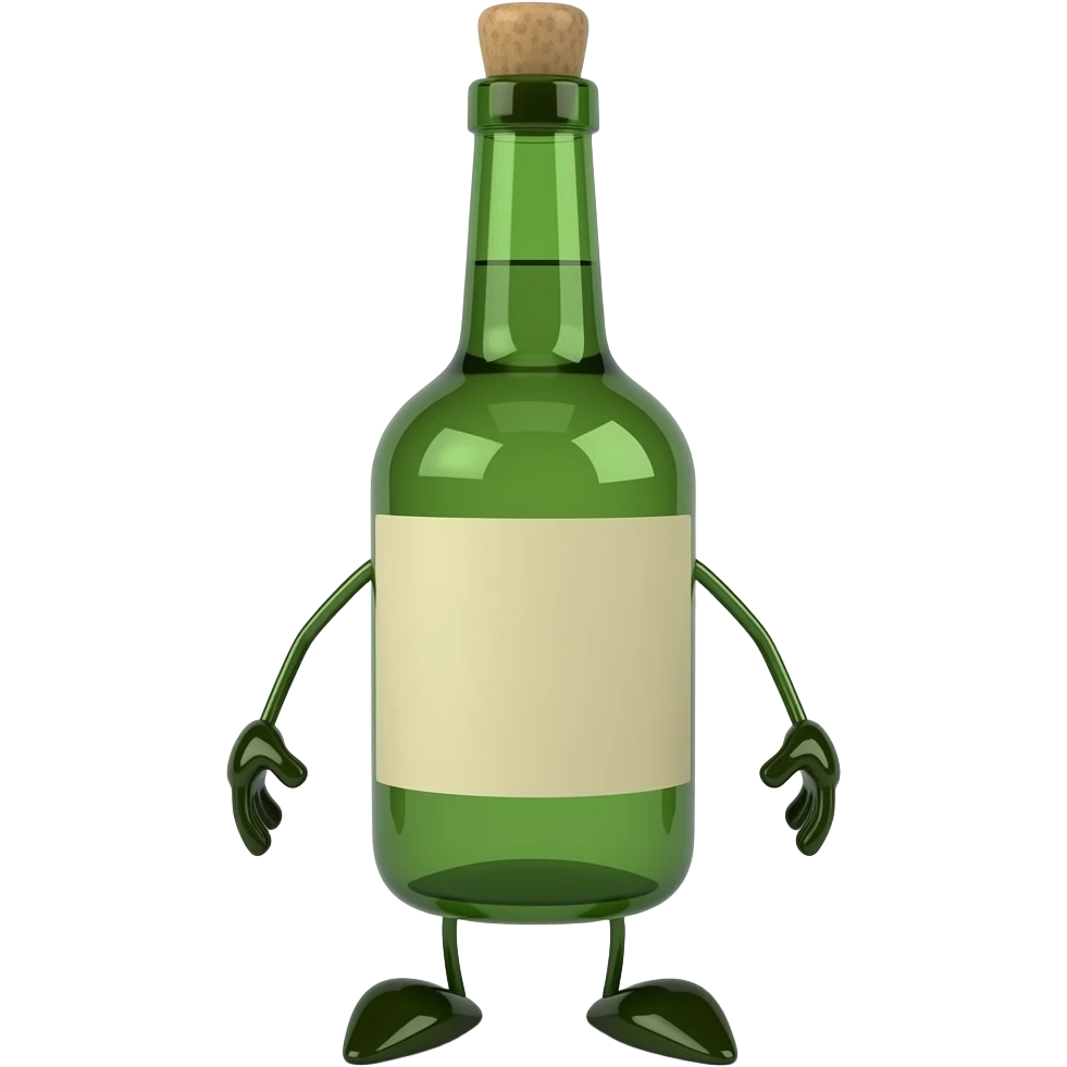 A bottle with legs without arms emoji