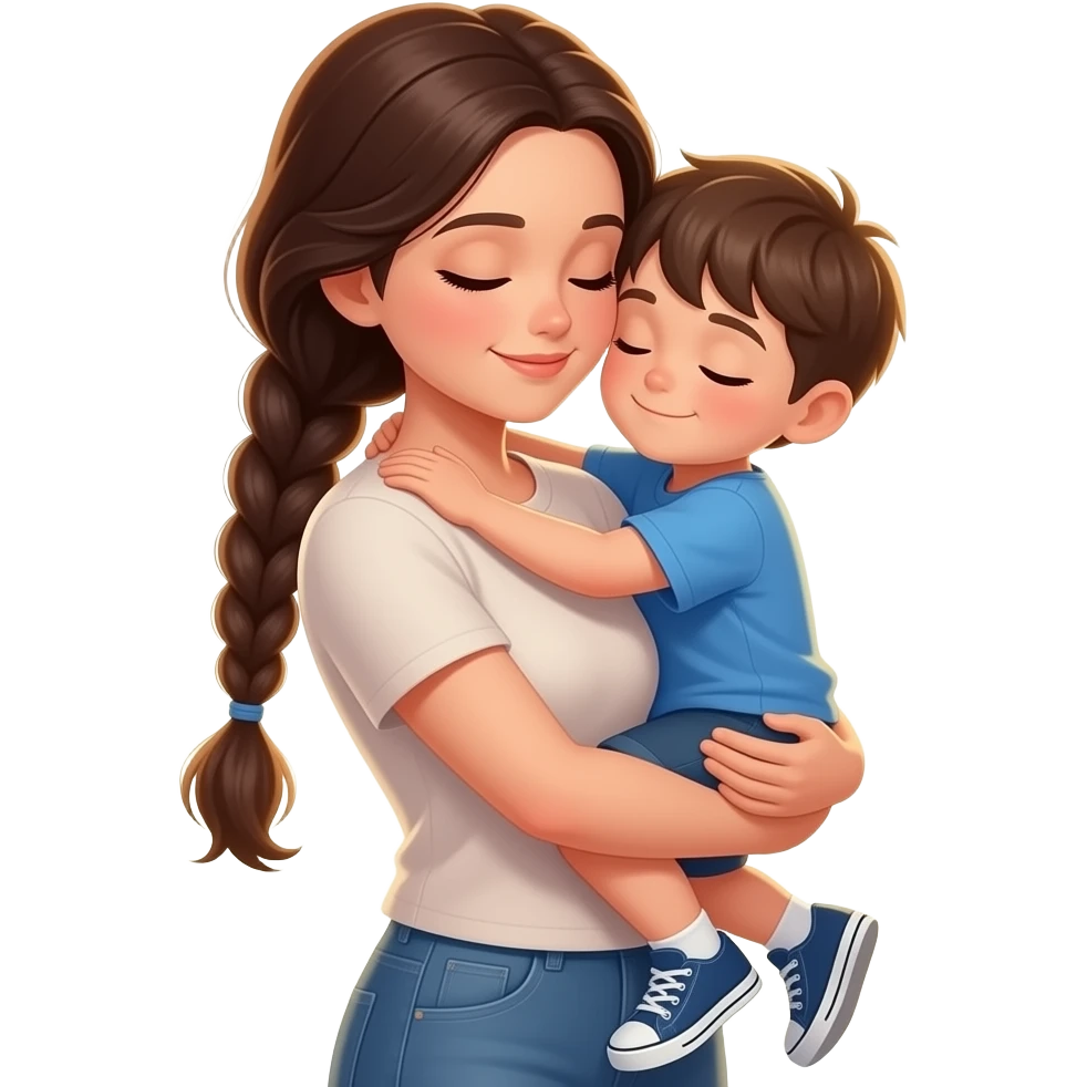 mother and little son hugging emoji