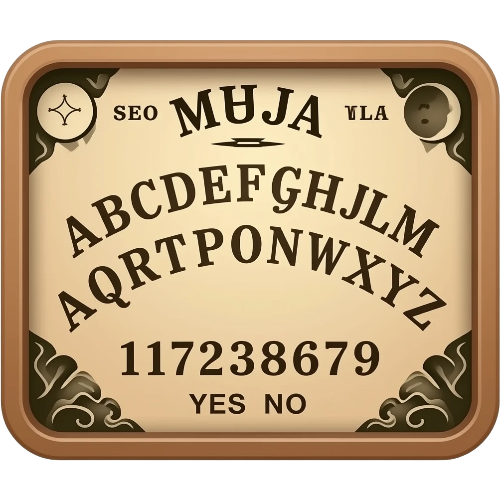 Ouija yes no abcdefghijklmnopqrstuvwxyz 1234567890 emoji
