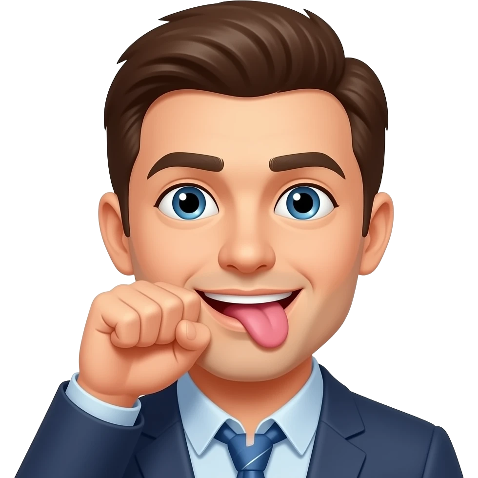 emoji with fist close to mouth tongue pushing cheek out emoji