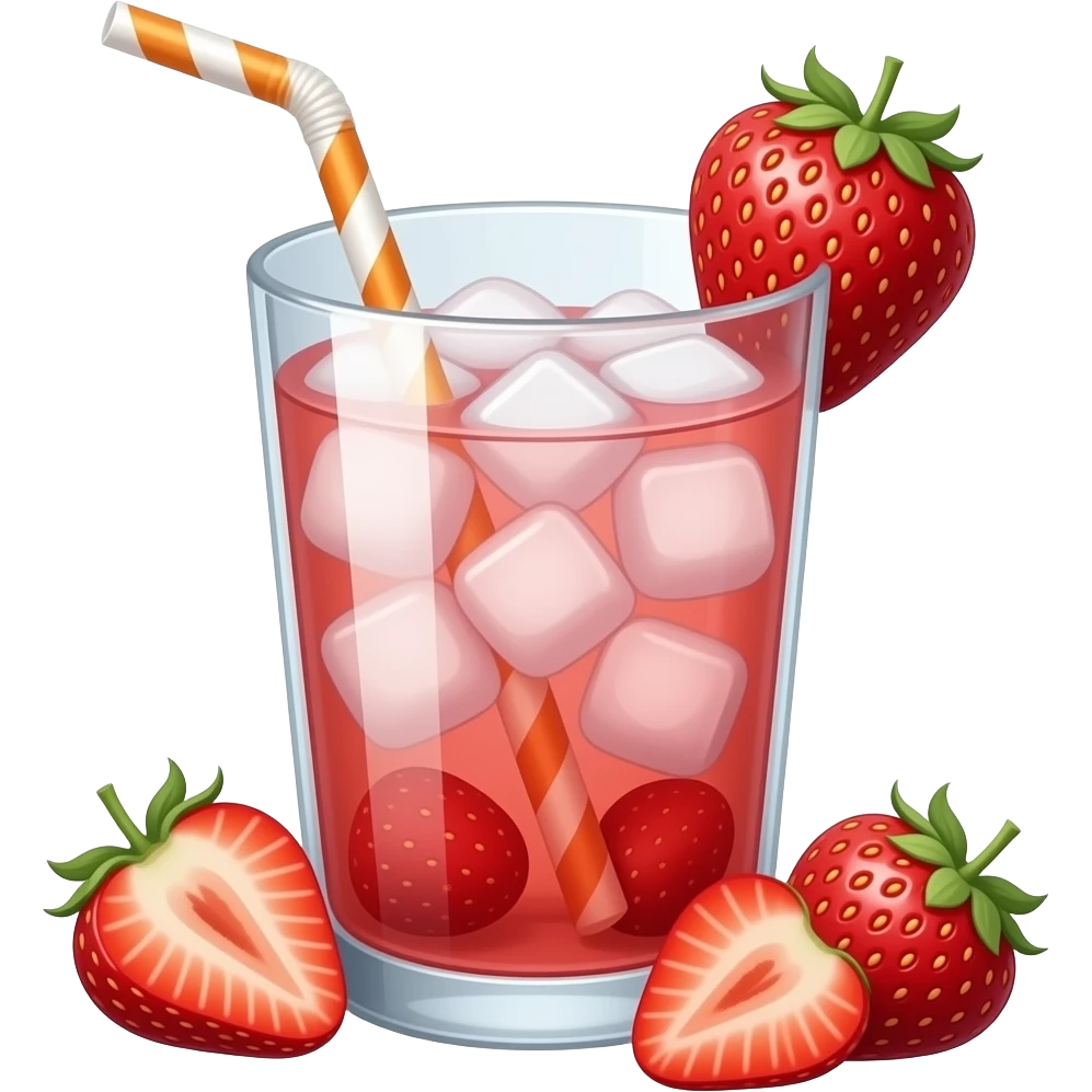 strawberry drink with straw and ice remove bottom strawberries emoji