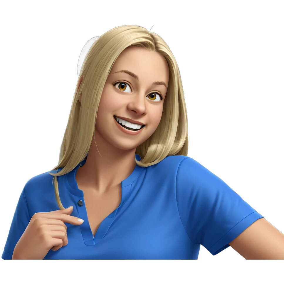 smiling girl in blue shirt emoji