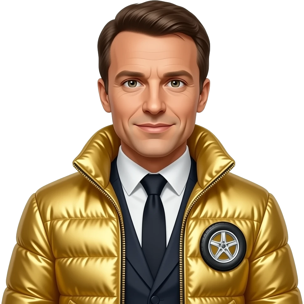 Macron qui a une tire sur une jnr puff 18k f emoji