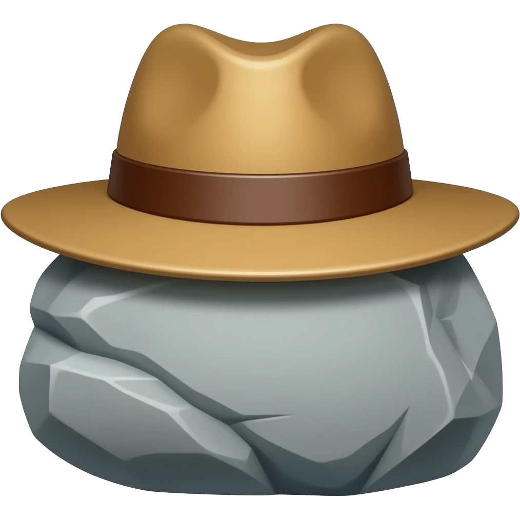 A rock with an hat emoji
