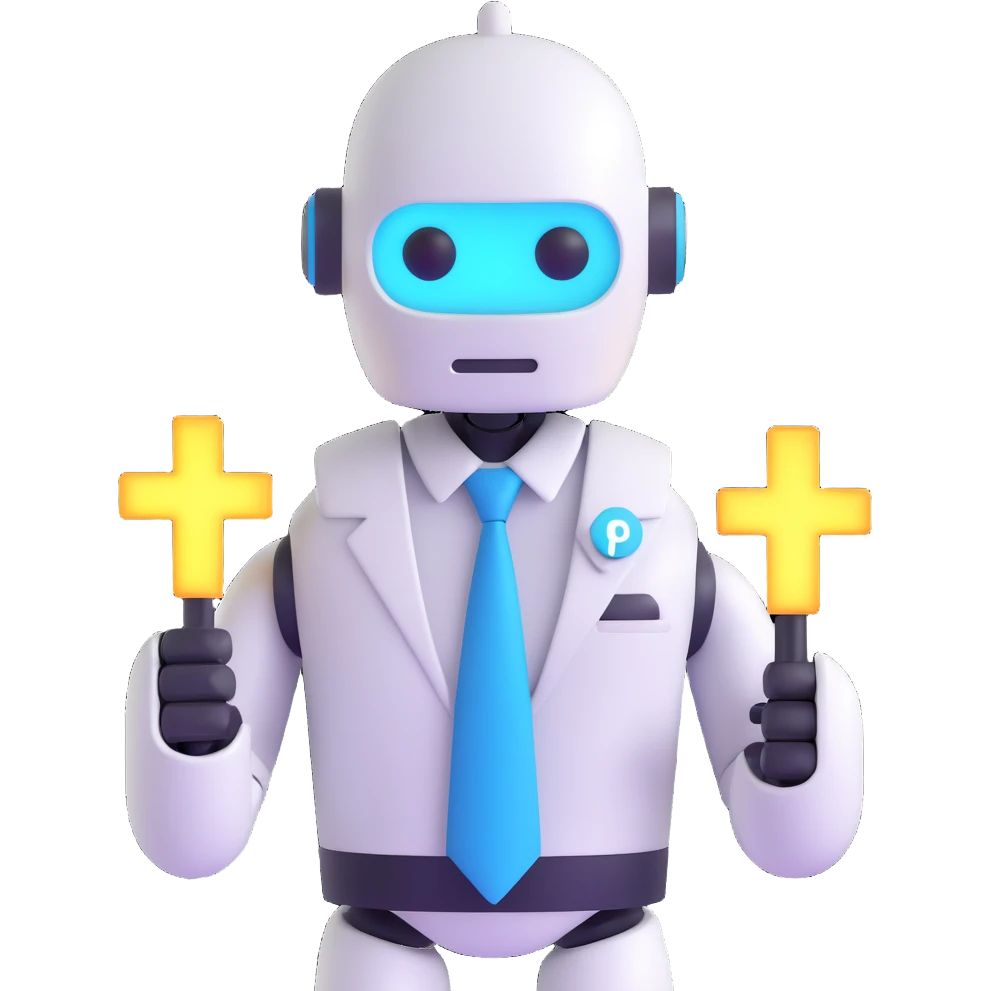 minimal robot avatar with a tie and a glowing plus sign, surrounded by Slack's brand colors, professional welcoming style, for new customer organization created Slack webhook bot emoji