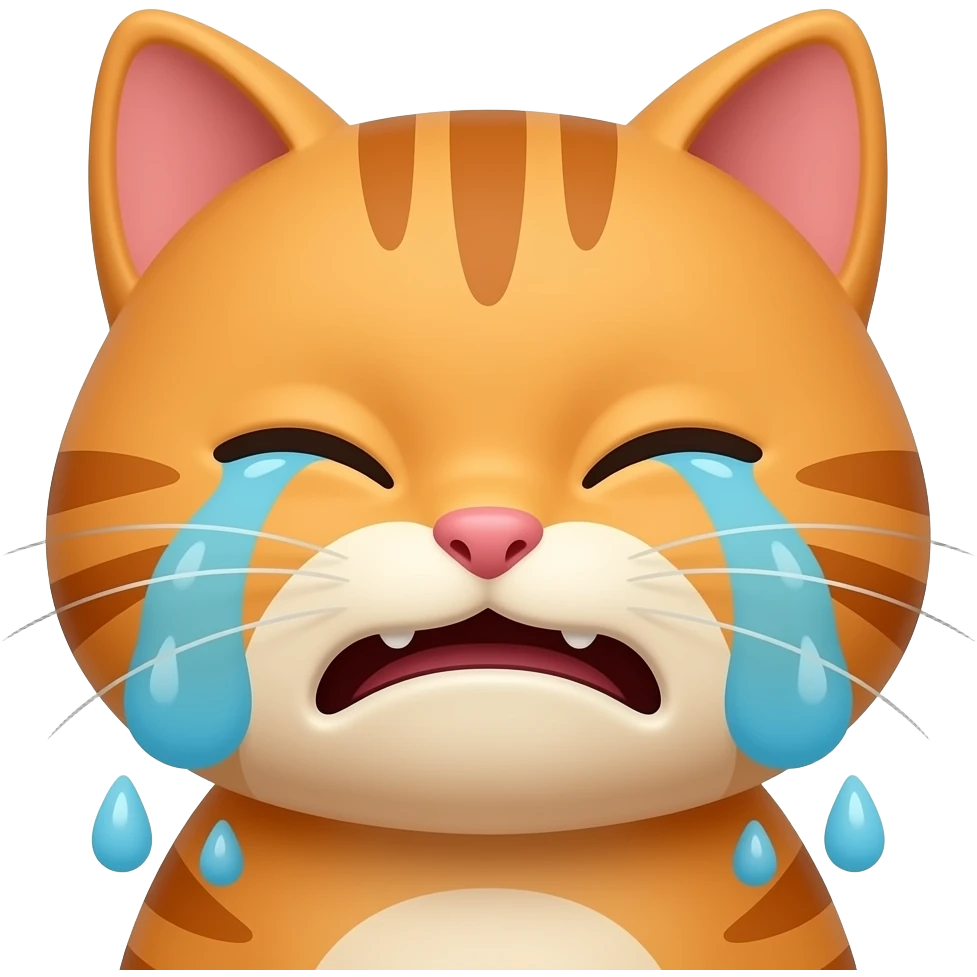 Orange cat CRYING it's SO SAD but it looks stupid and ugly emoji