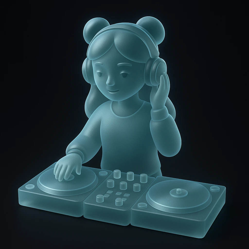 girl playing DJ set emoji