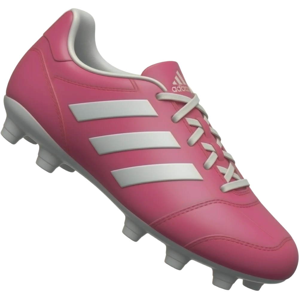 Crampons de foot avec le logo adidas et la chaussure en rouge rose emoji