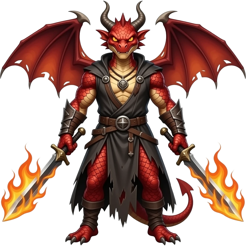 Red dragon sorcerer with daggers emoji