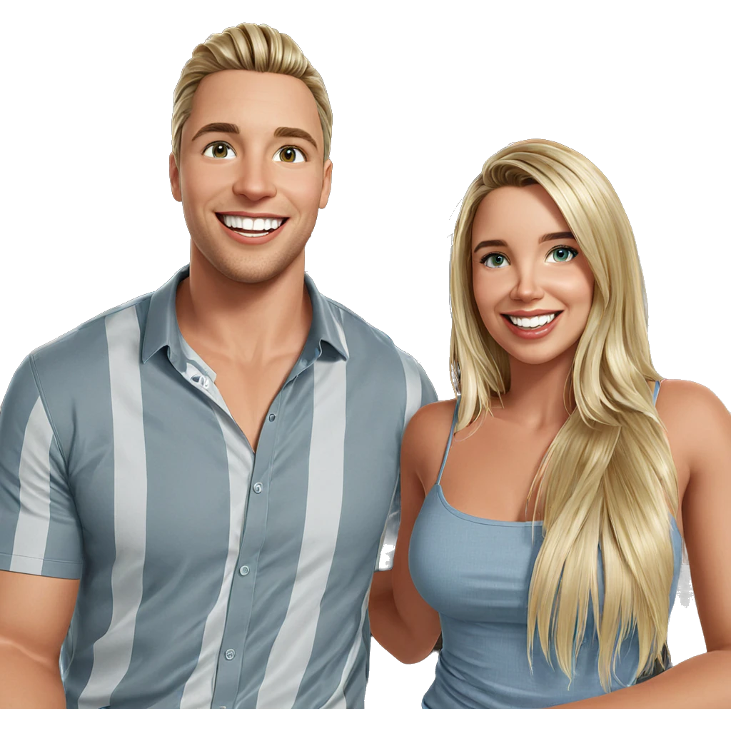 blonde girl and smiling boy emoji