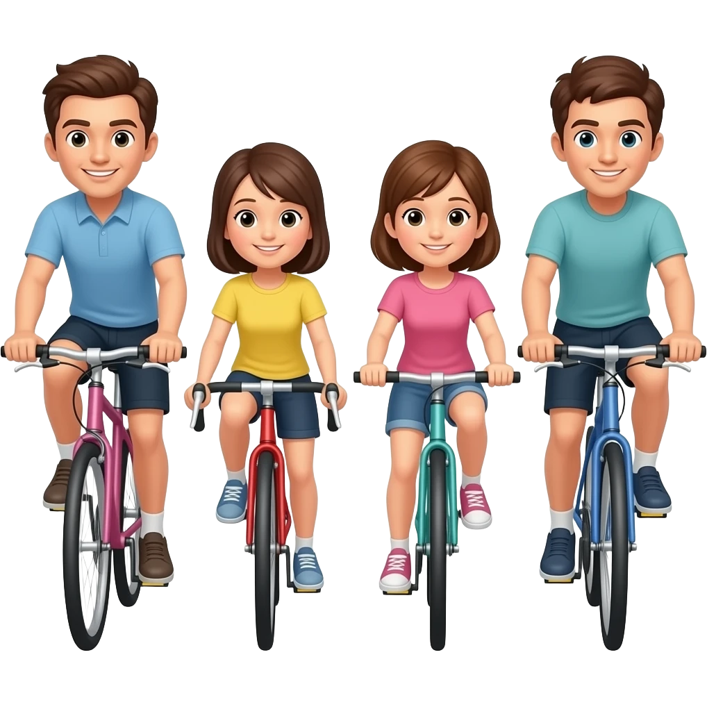 familia en bicicleta cada uno con su propia bicicleta de lado emoji