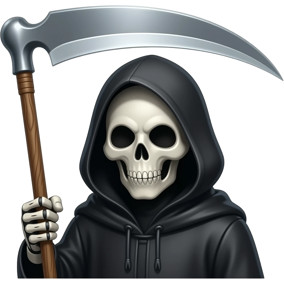 Dark hood Grim reaper with scythe emoji