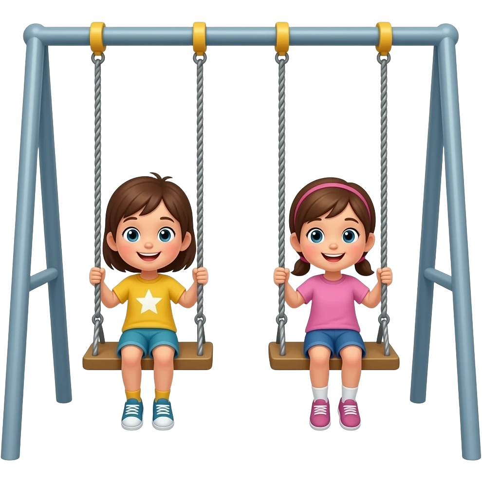 A detailed iOS-style emoji of  children play on the swings emoji