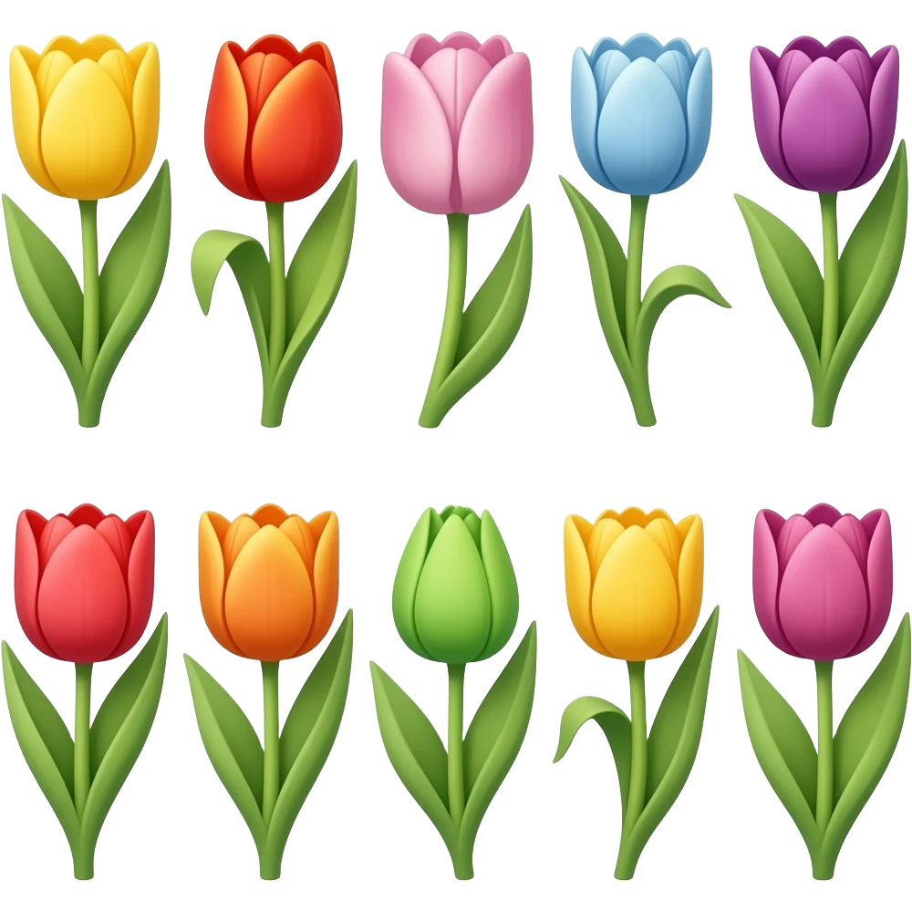 tulips with every color emoji