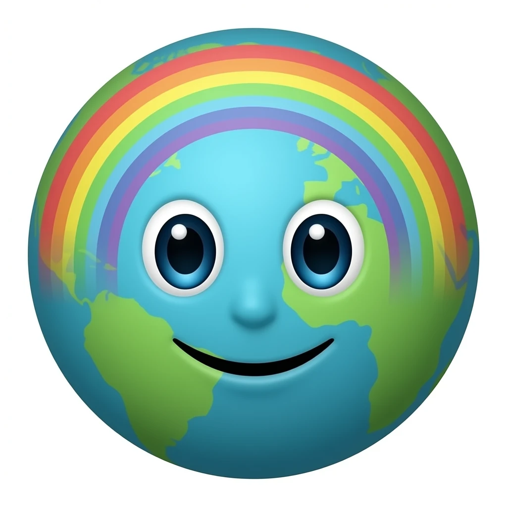 rinbow planet with a face emoji