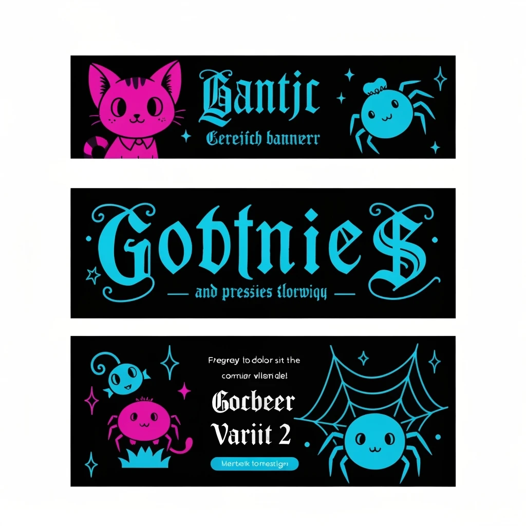 goth banner, cute, expressive, minimal, variation 2 emoji