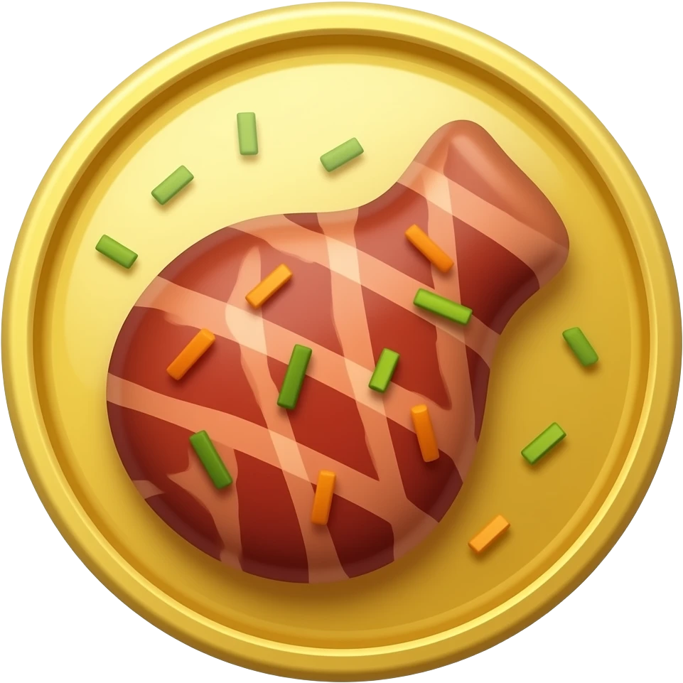 shiny coin with bbq meat on it emoji