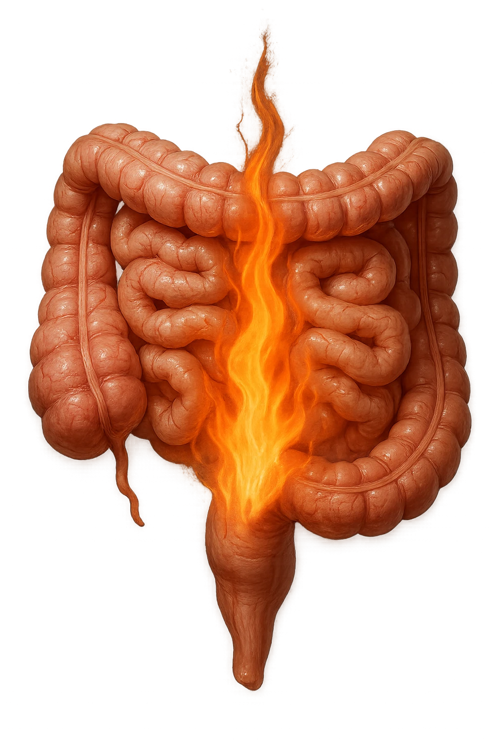 INTESTINO UMANO ANATOMICO REALISTICO con fiamma davanti, IPERREALISTICO 4K emoji
