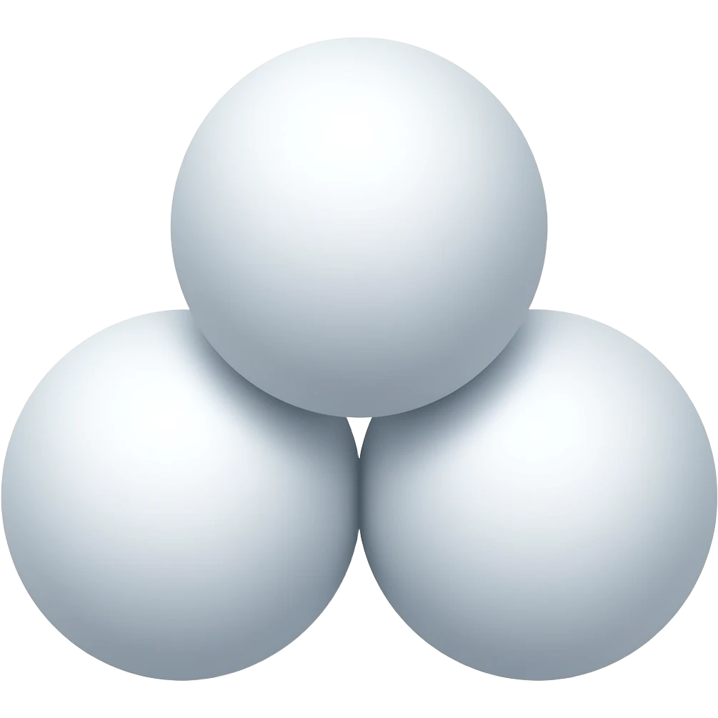 snowball pile of 3 with little barely grey and is white shine, 2 next to eachother 1 on top. emoji