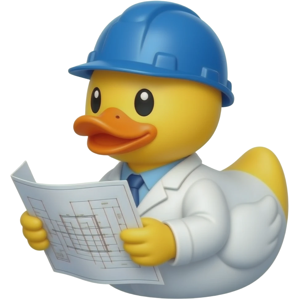 Rubber duck dressed as an architect emoji