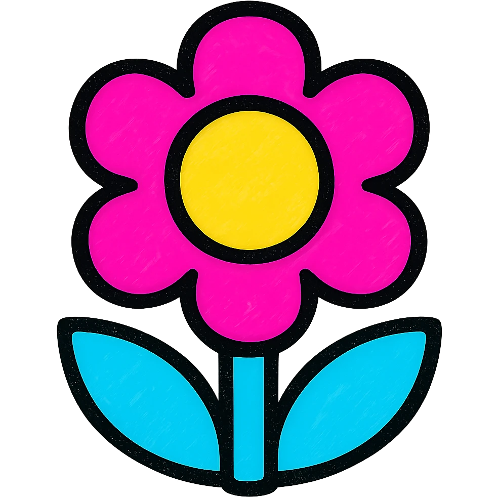 pestal flower icon, flat color, bold lines, contemporary look emoji