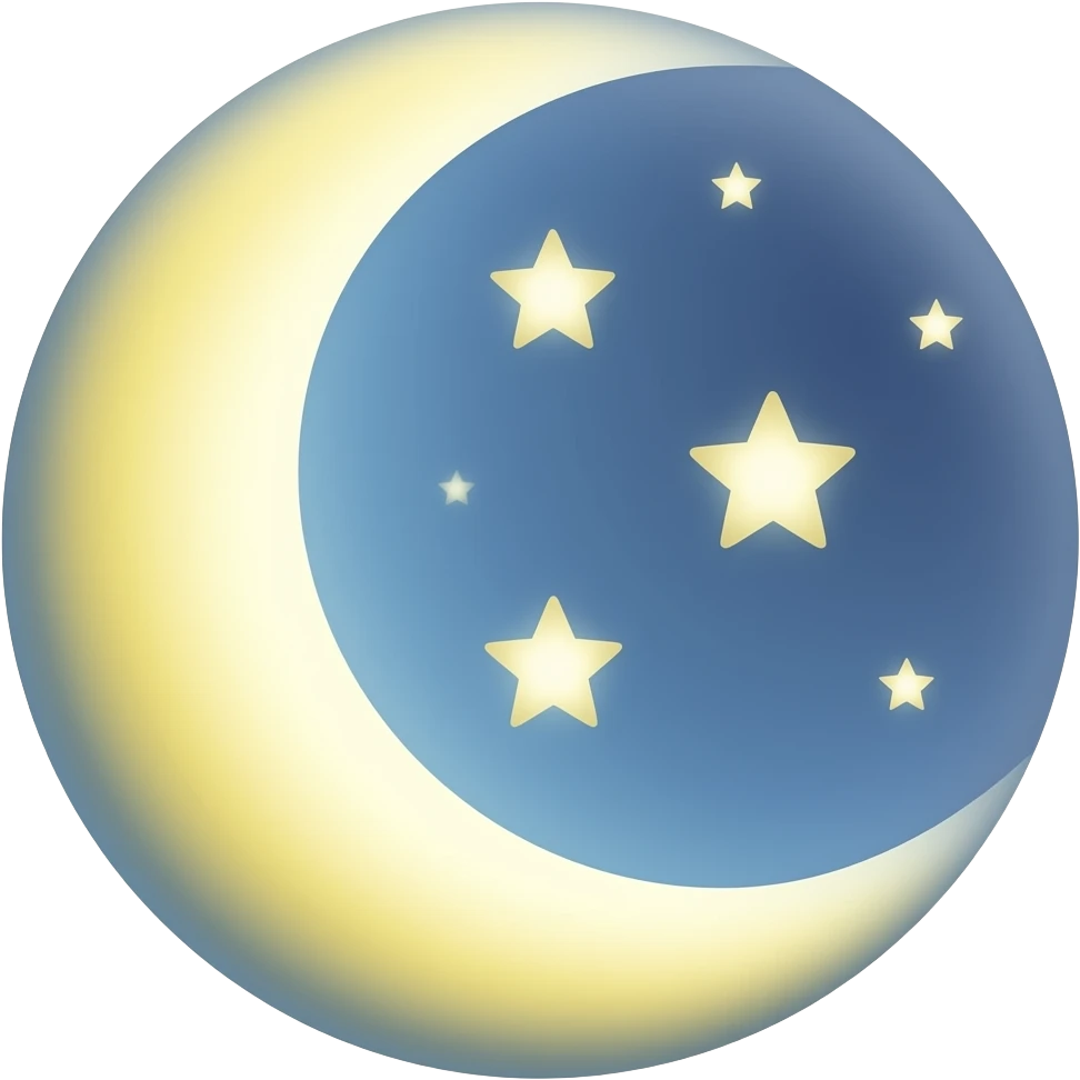 Crie um emoji da lua (formato meia lua) com estrelas estilo iphone emoji