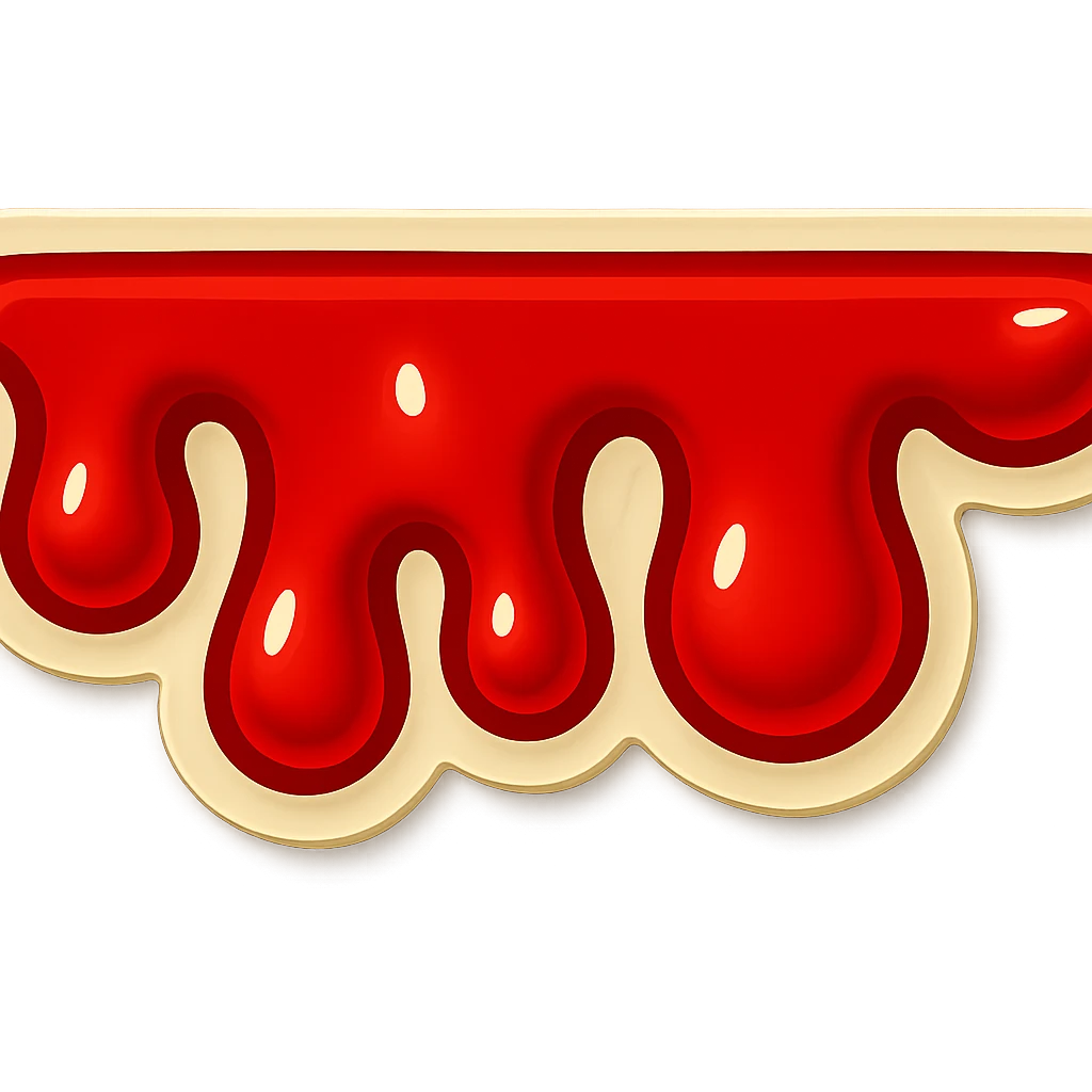 Make the blood drips shorter, keeping them fat, in retro sticker style with a transparent background. emoji