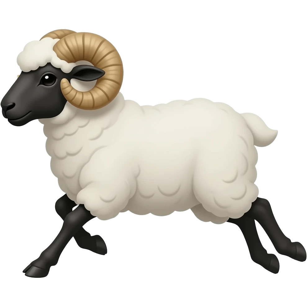 Cartoon ram sheep running emoji