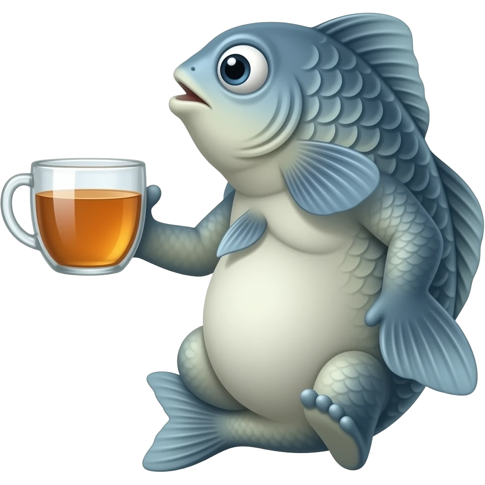 喝着茶的鱼 emoji