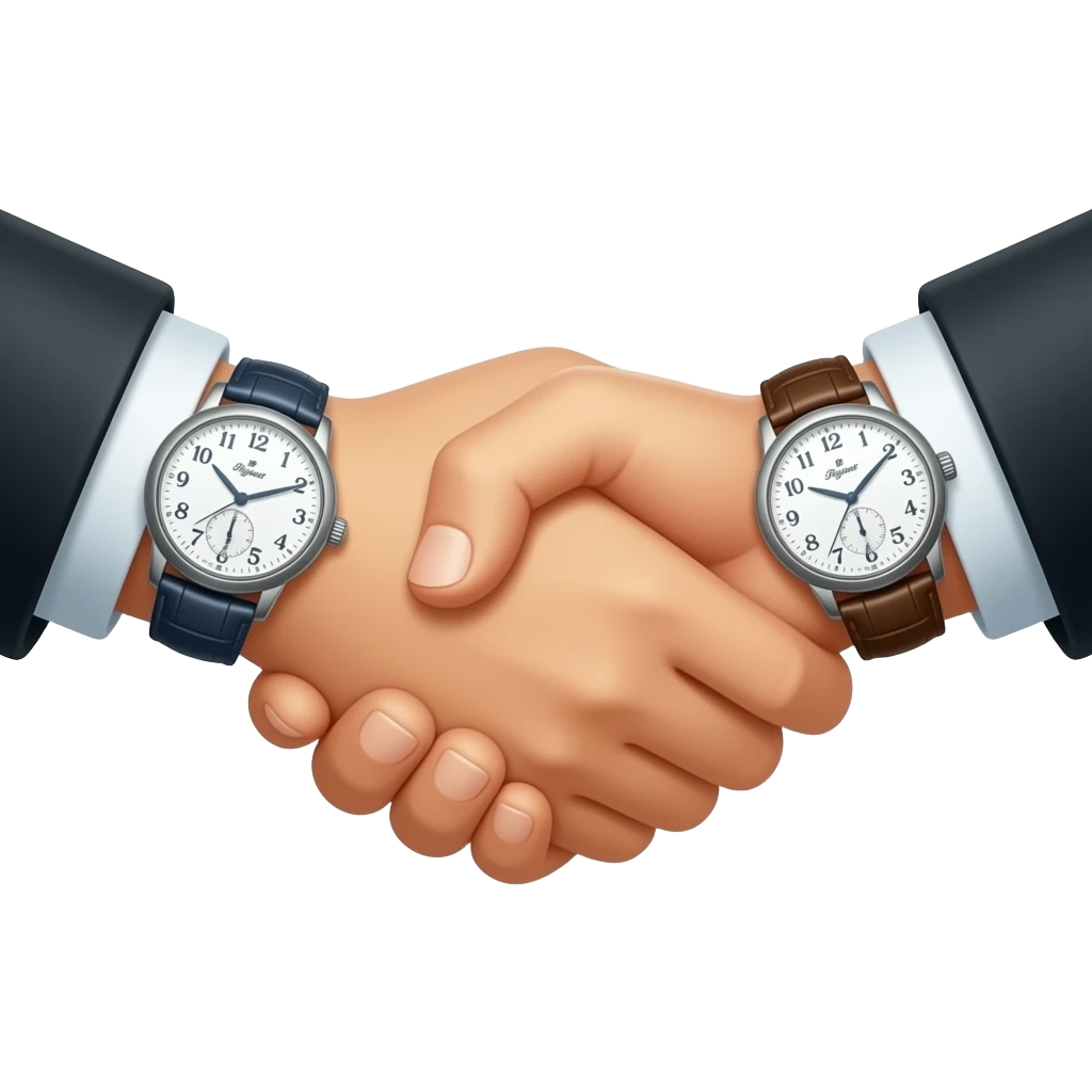 two hands shaking both with piguet watches emoji