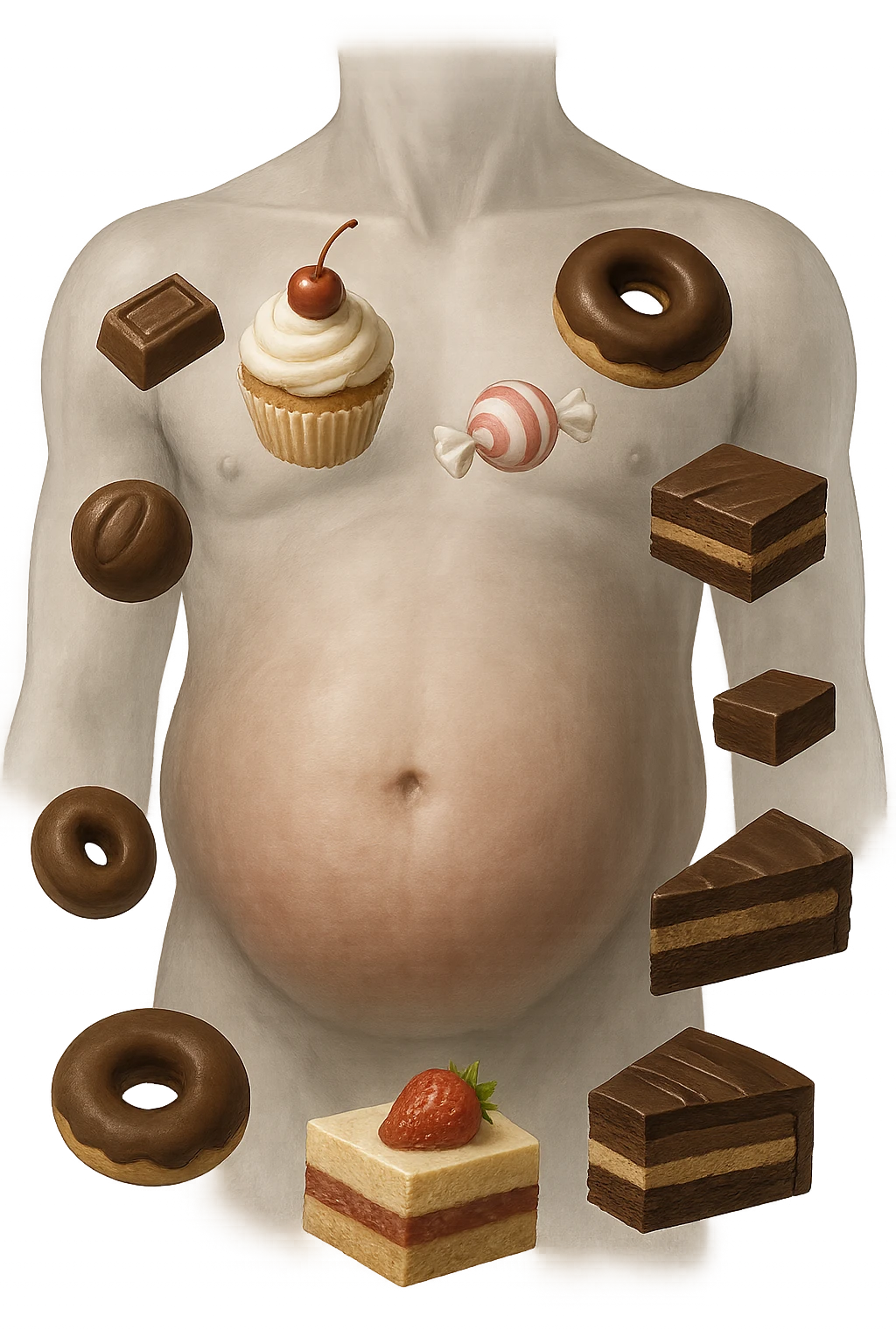 gonfiore addominale e voglia di dolci iperrealistica emoji