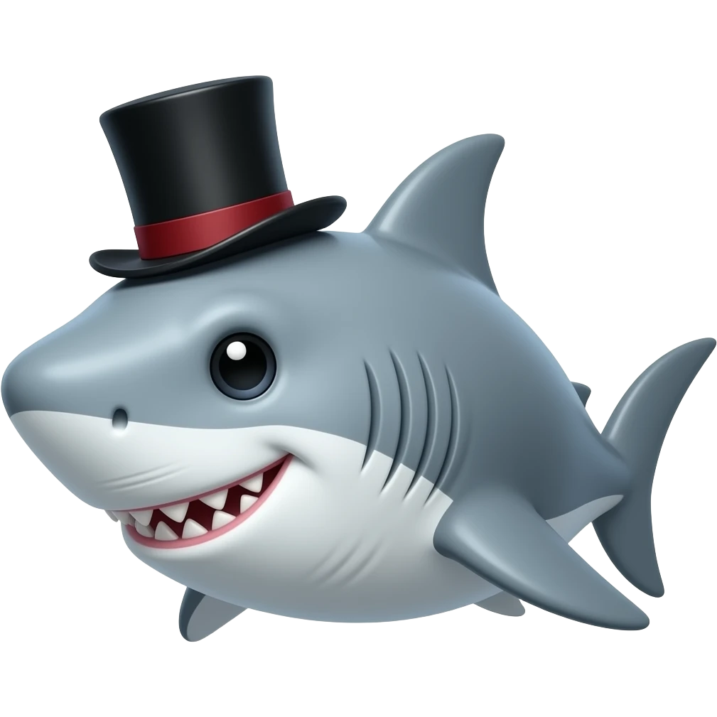 Shark with a top hat emoji