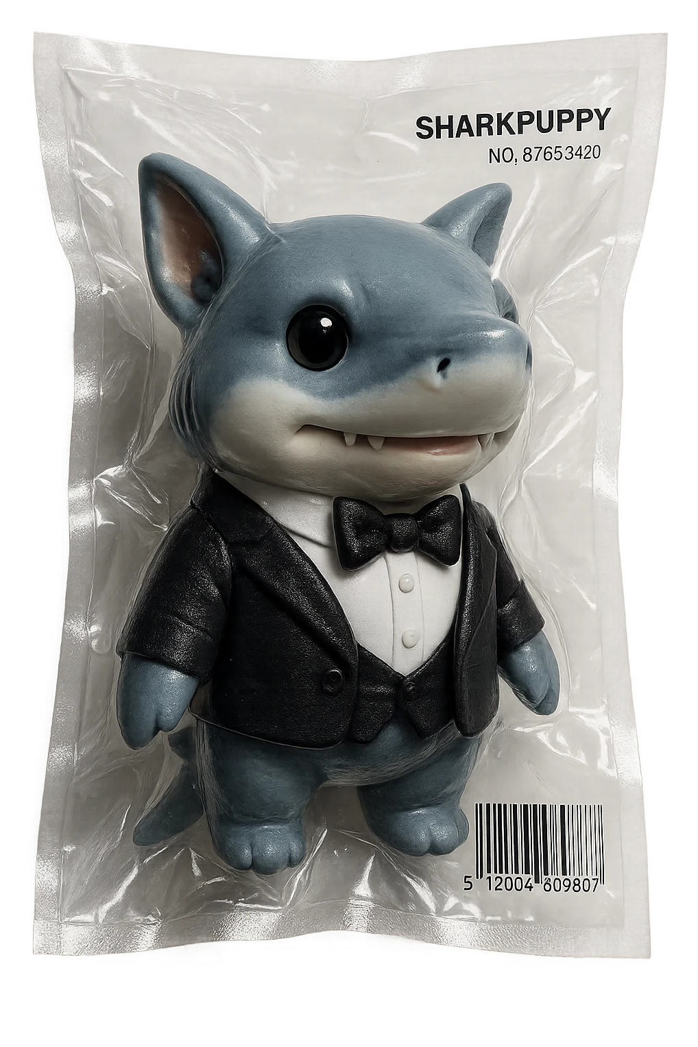 a shark puppy dressed for a high society party emoji