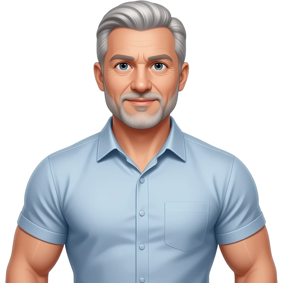 Sexy gray hair daddy muscular tight shirt little older emoji